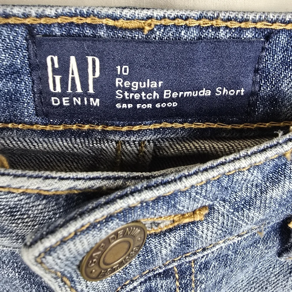 GAP Pink Sequin Logo Tank Top and Blue Jeans Short Set Girls Sz 10